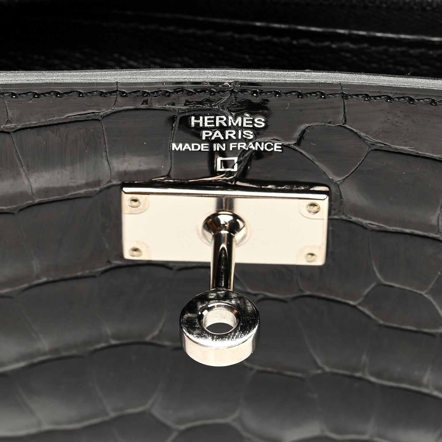 Hermes Shiny Alligator Kelly Longue Wallet Black 6 of 7