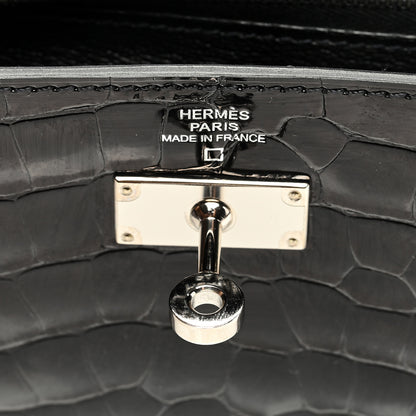 Hermes Shiny Alligator Kelly Longue Wallet Black 6 of 7