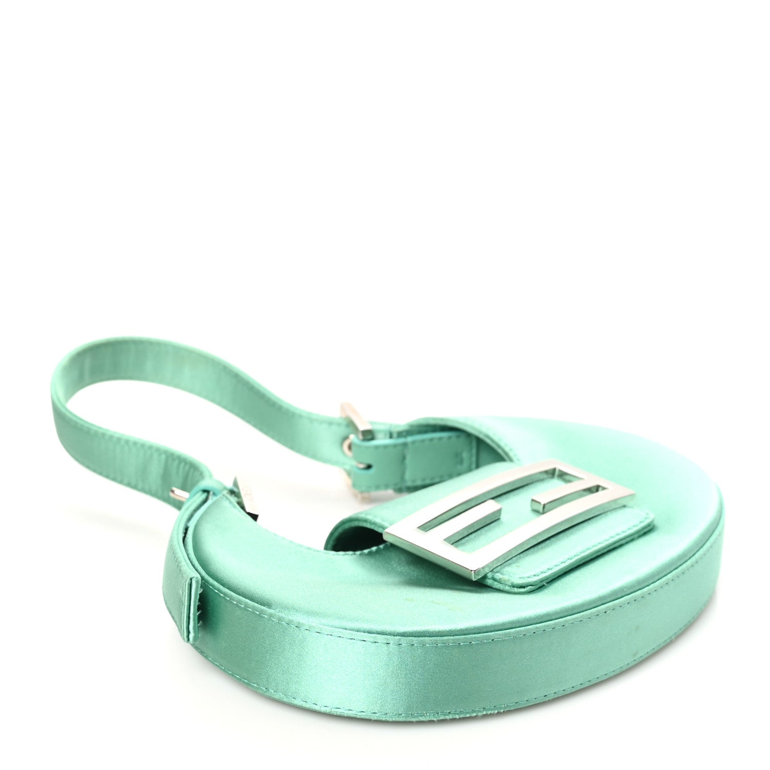 Fendi Silk Satin Mini Cookie Hobo Bag Spring Turquoise 3 of 11