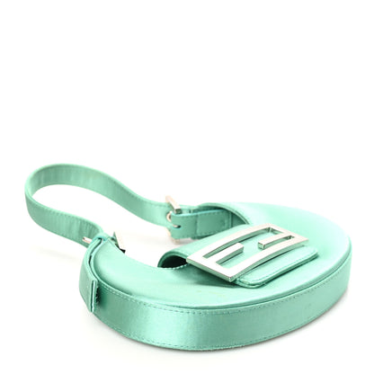 Fendi Silk Satin Mini Cookie Hobo Bag Spring Turquoise 3 of 11