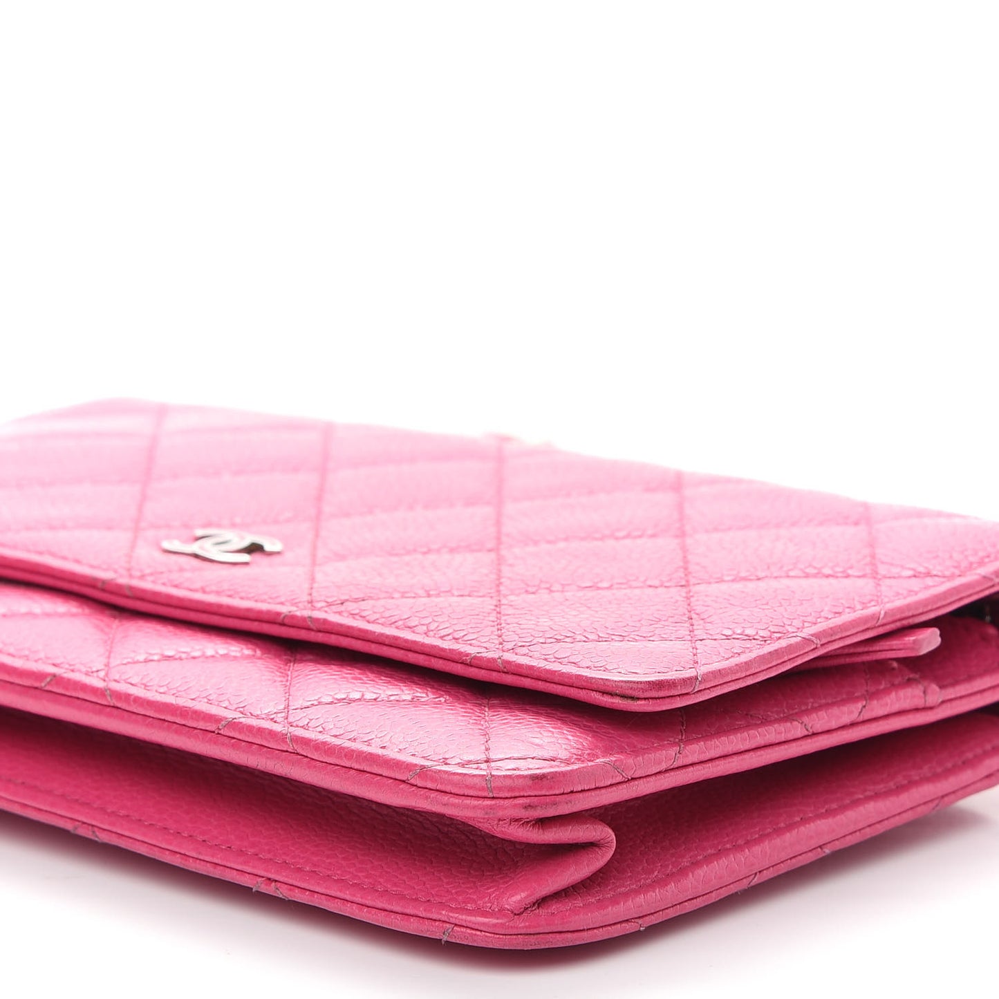 Caviar Quilted Wallet On Chain WOC Fuchsia