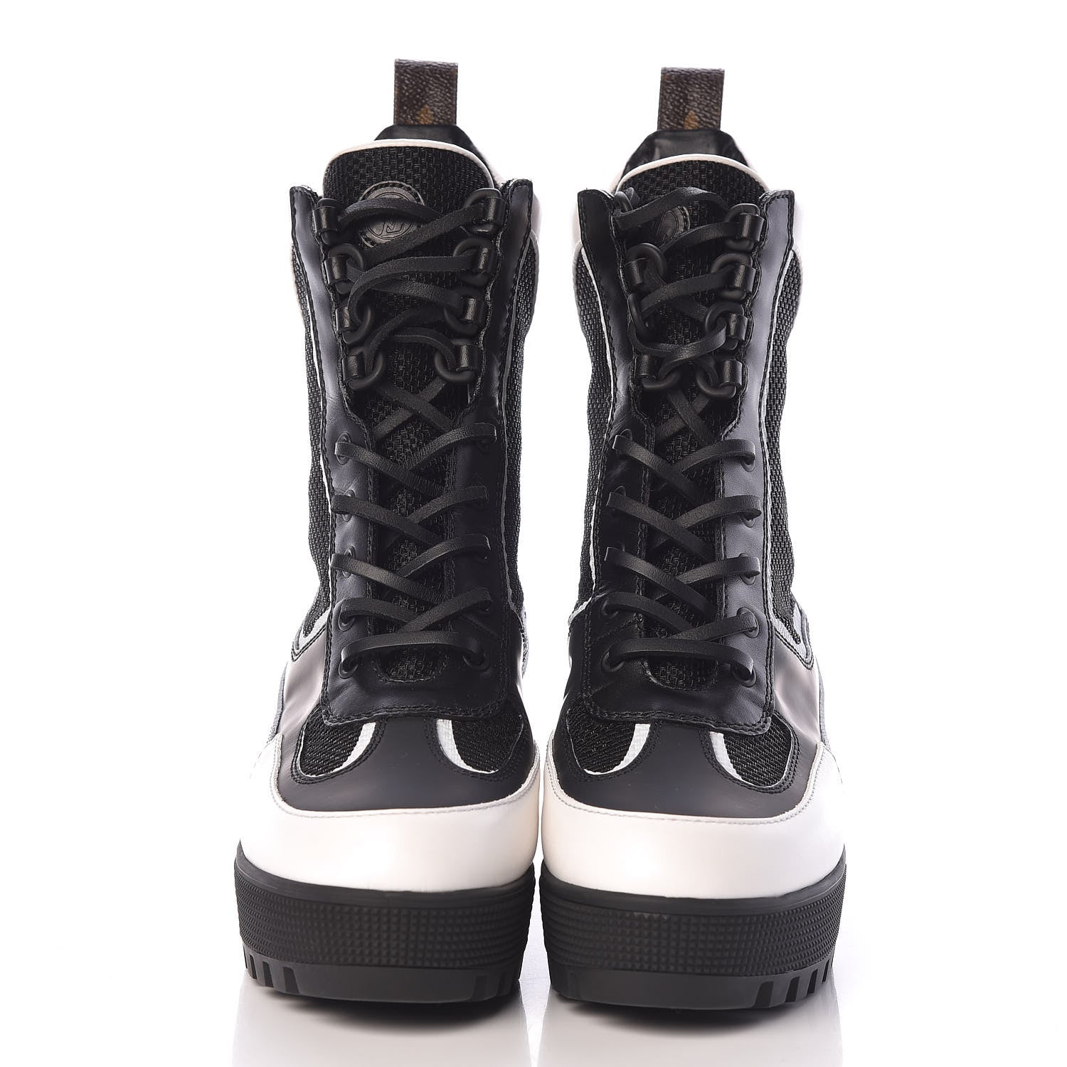 Louis Vuitton Calfskin Technical Nylon Laureate Platform Desert Boot 37.5 Black White 2 of 9