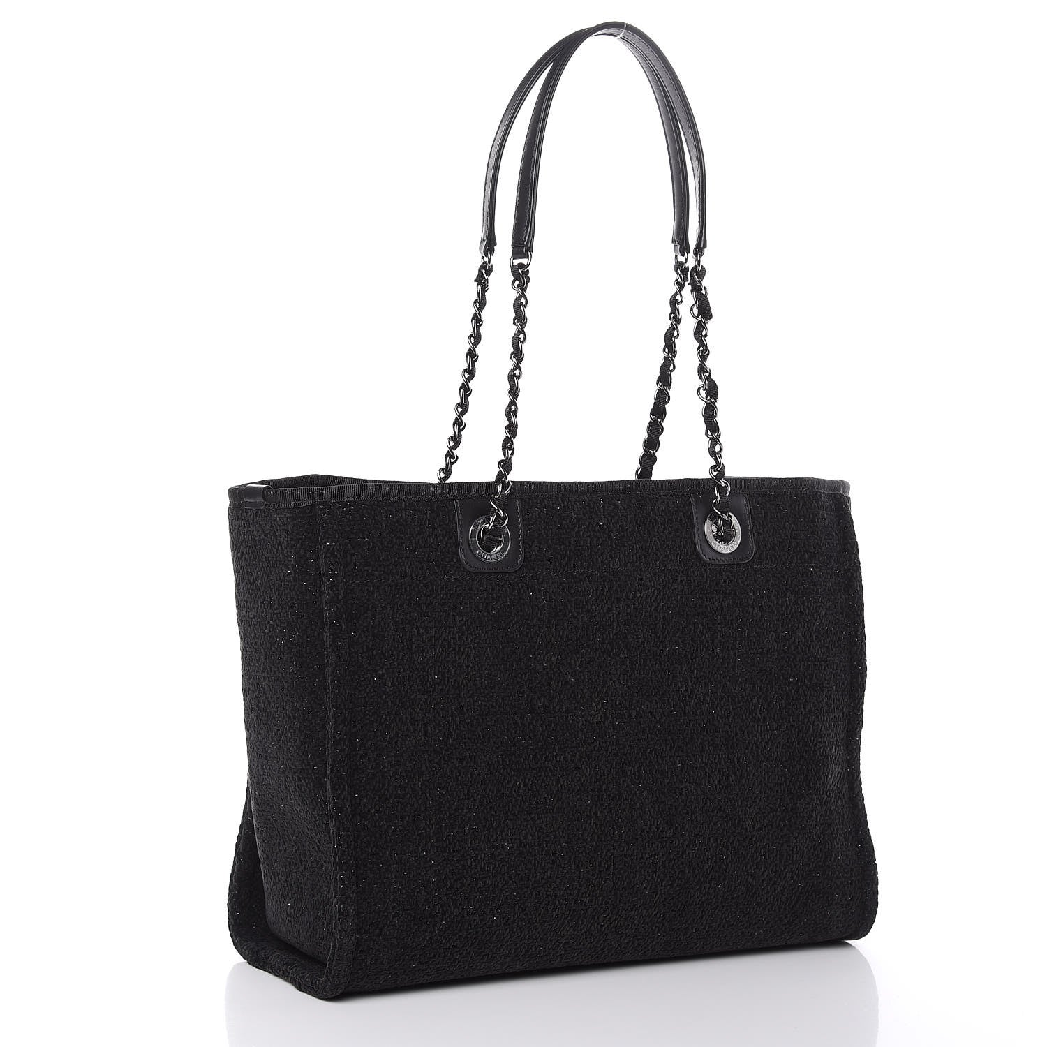 Chanel Lurex Boucle Small Deauville Tote Black 3 of 10