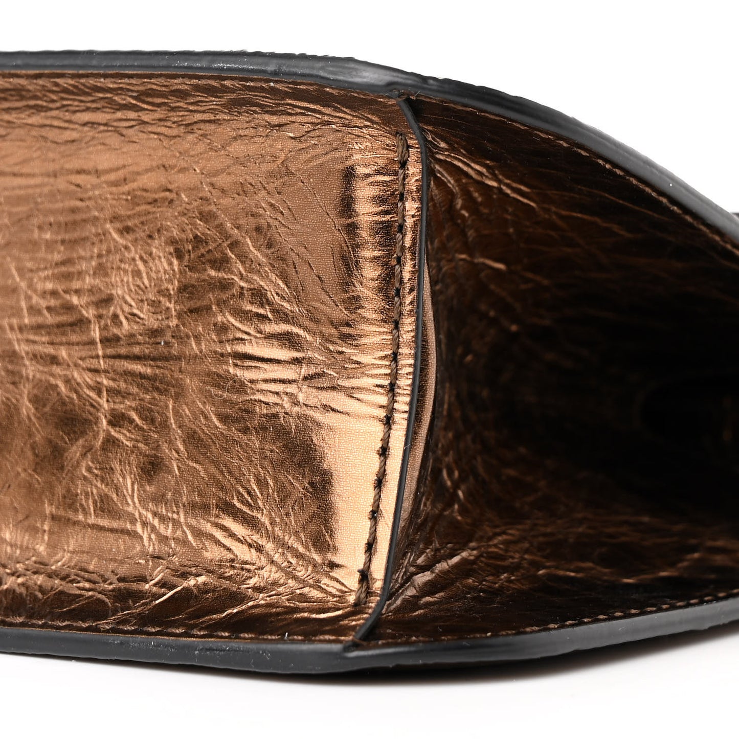 Metallic Crackle Effect Calfskin Vlogo Loco Shoulder Bag Bronze