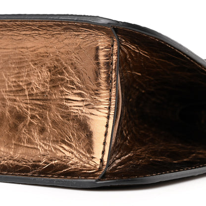 Valentino Garavani Metallic Crackle Effect Calfskin Vlogo Loco Shoulder Bag Bronze 10 of 11