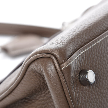 Hermes Taurillon Clemence Shoulder Kelly 40 Etoupe 35 of 38