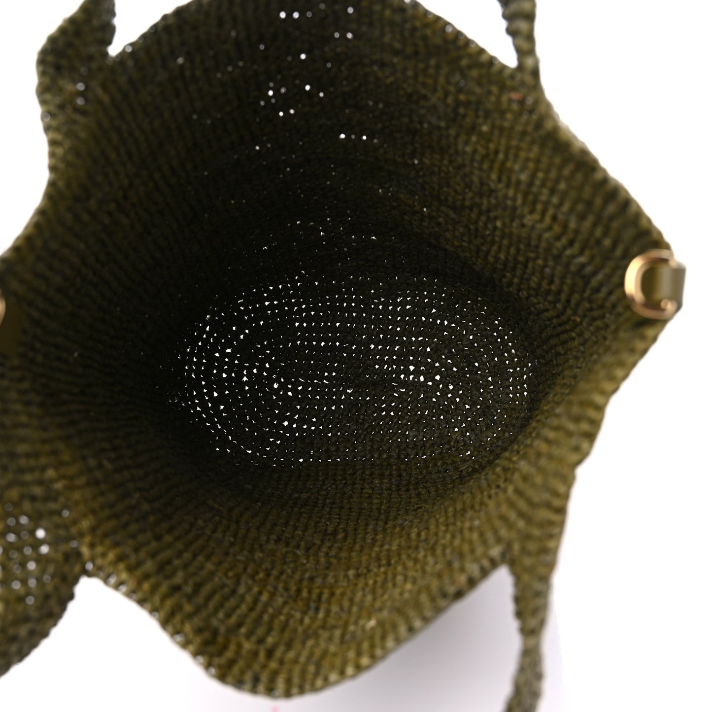 Raffia Mini Slit Tote Bag Natural Olive