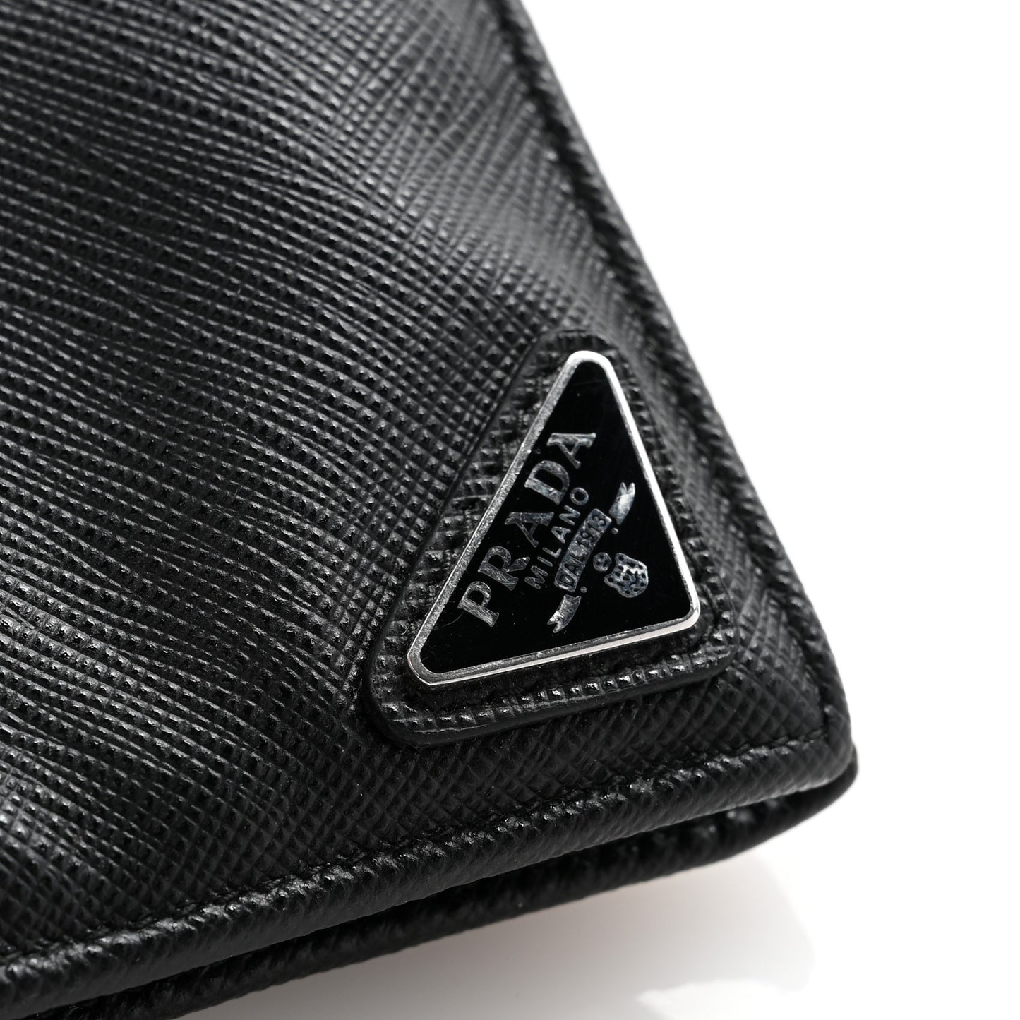 Saffiano Triangle Bi-Fold Wallet Black