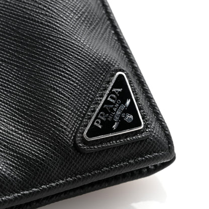 Prada Saffiano Triangle Bi-Fold Wallet Black 11 of 12