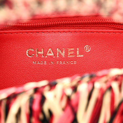 Chanel Raffia Fringe Nano Kelly Shopper Red Beige Black 6 of 10