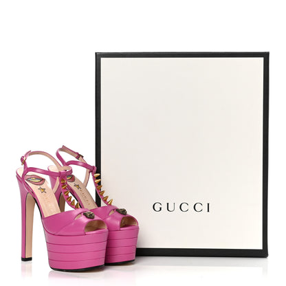 Gucci Malaga Kid Angel T-Strap Platform High Heel Sandals 36 Rododendro 9 of 9