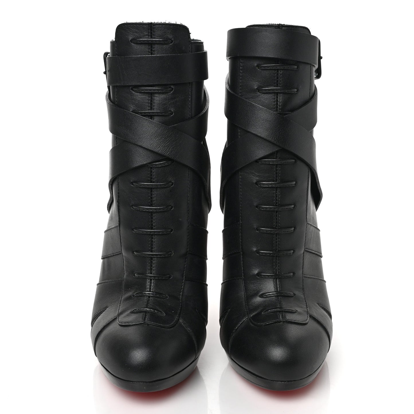 Calfskin Lamu 120 Platform Ankle Boots 36 Black