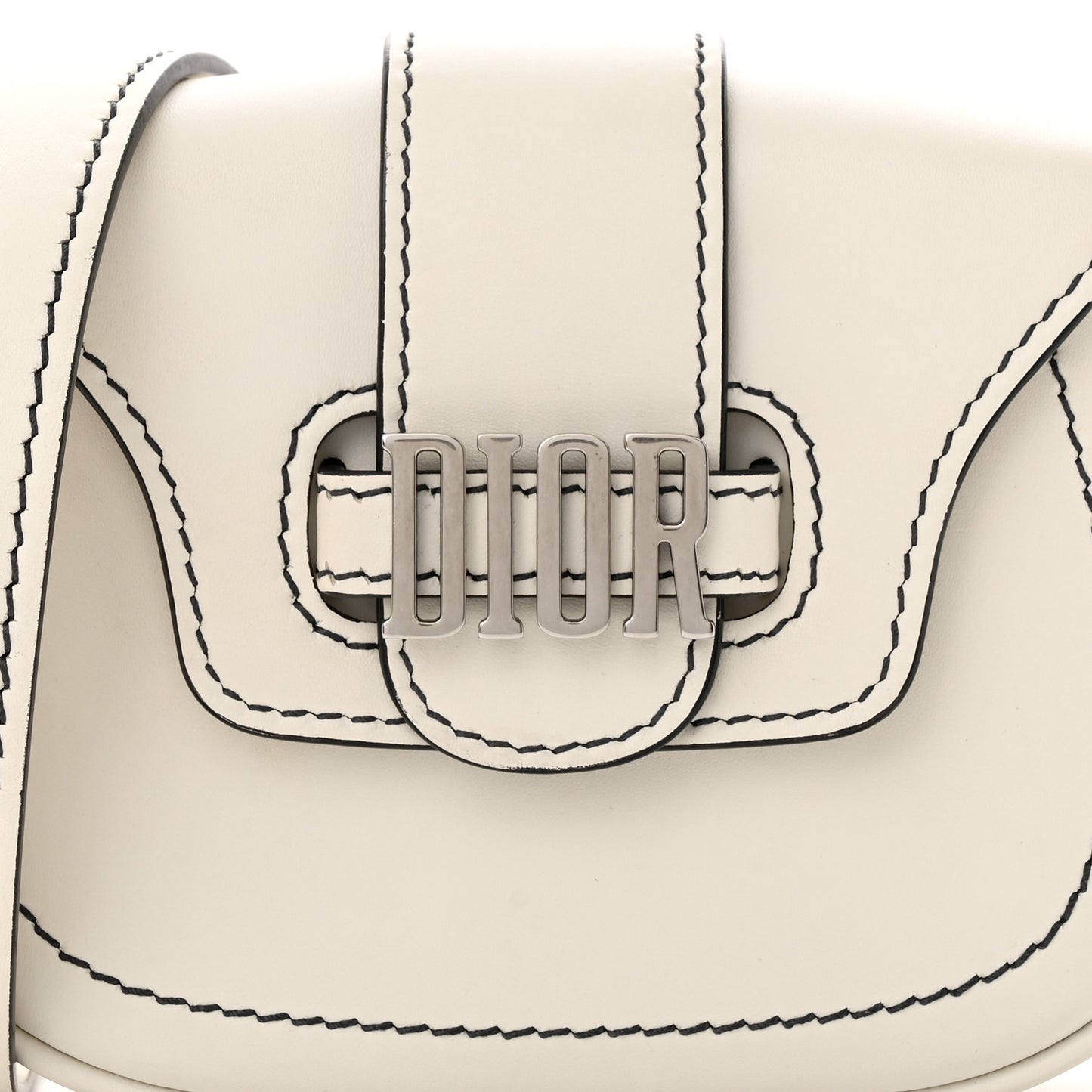 Calfskin Mini D Fence Saddle Bag White
