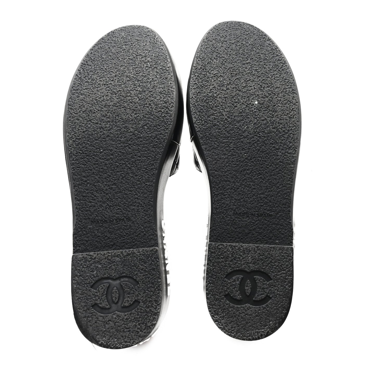 Lambskin Quilted CC Espadrille Slip On Sandals 36 Black