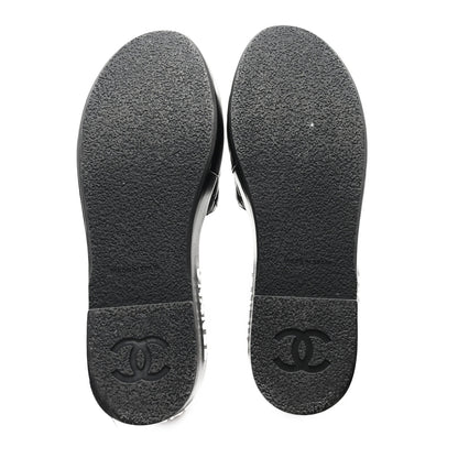 Chanel Lambskin Quilted CC Espadrille Slip On Sandals 36 Black 6 of 10