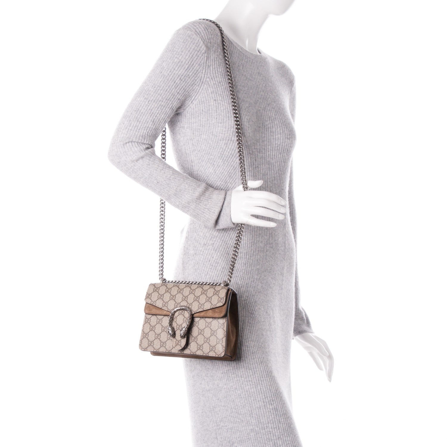 Gucci GG Supreme Monogram Mini Dionysus Shoulder Bag Taupe 2 of 7