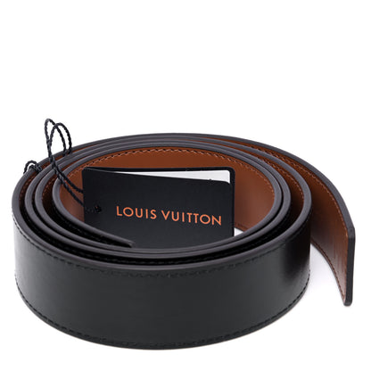 Louis Vuitton Calfskin Taurillon Reversible Belt Strap 110 44 Black Cognac 2 of 4