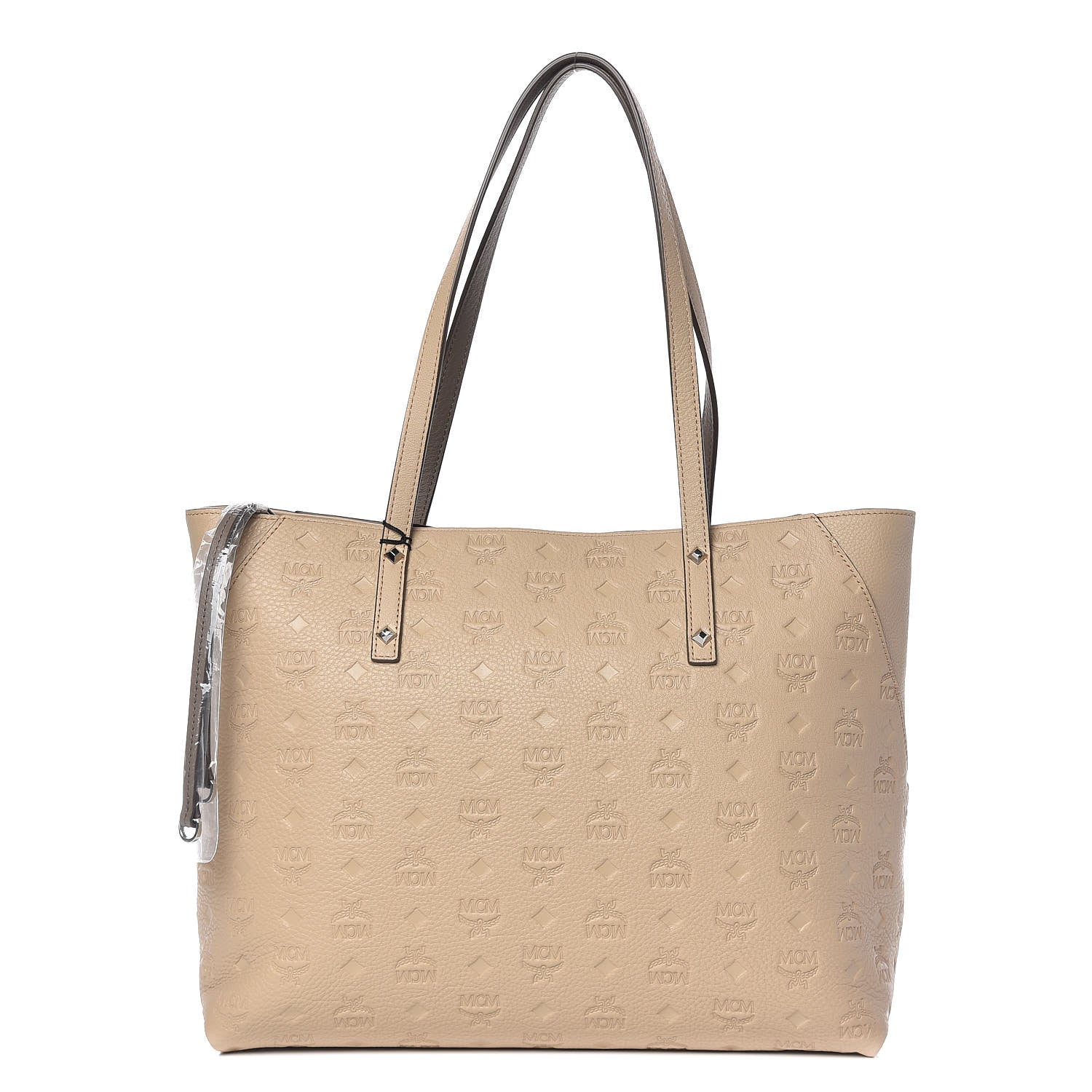 MCM Calfskin Ottomar Monogram Medium Klara Top Zip Tote New Beige 1 of 10