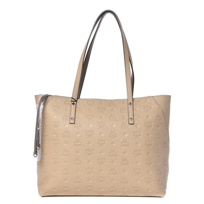 MCM Calfskin Ottomar Monogram Medium Klara Top Zip Tote New Beige 1 of 10