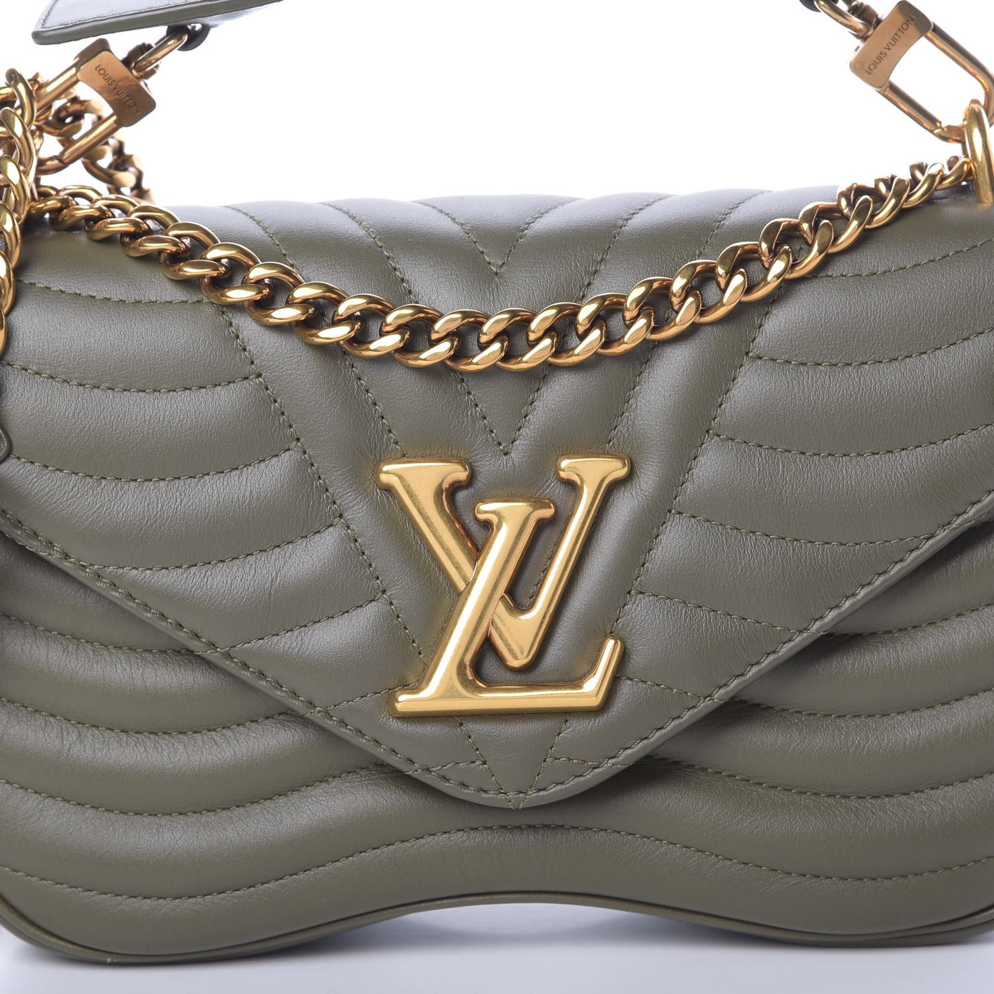 Calfskin New Wave Chain MM Kaki