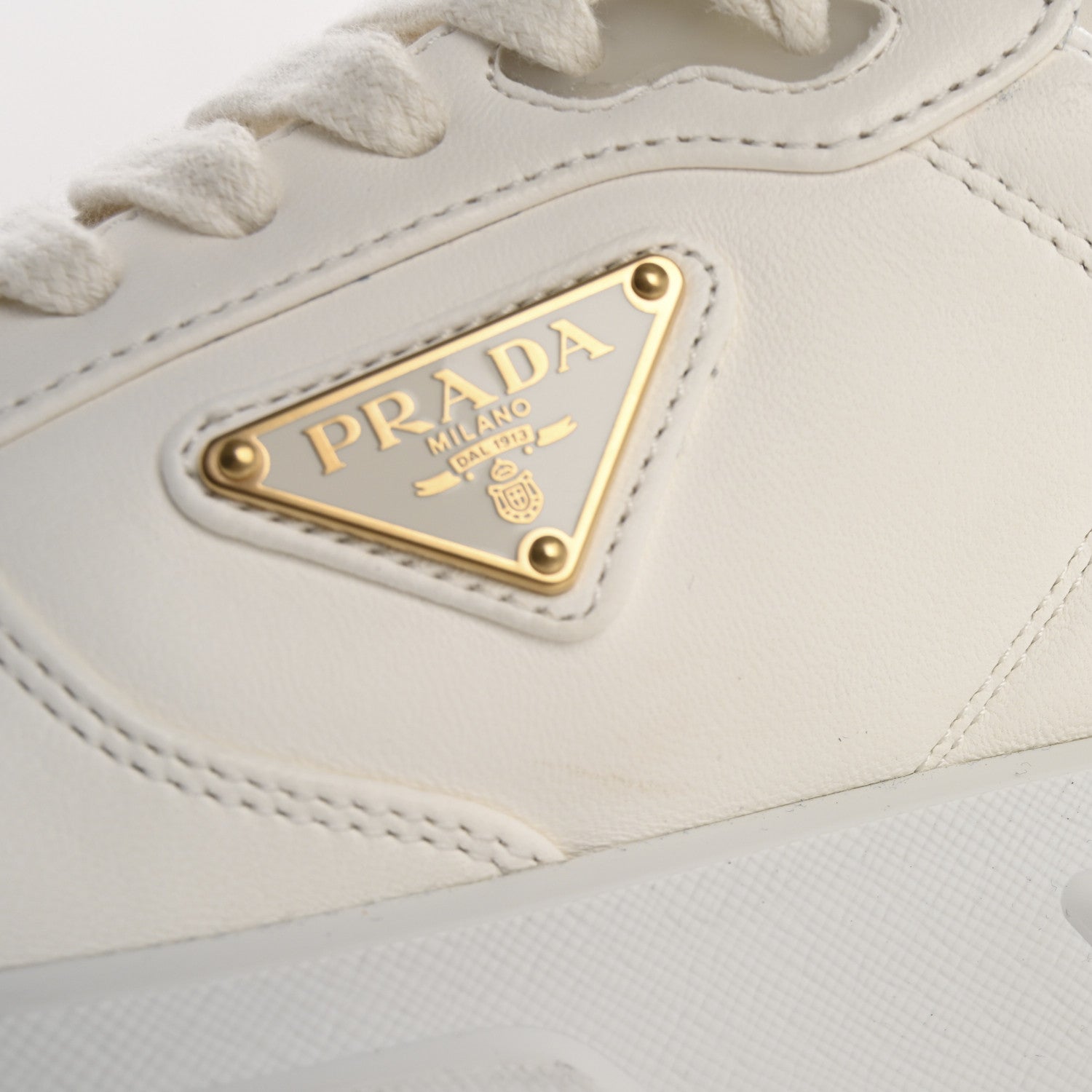 Prada Nappa Metal Triangle Logo Womens Prax 01 45mm Sneakers 40 Avorio 10 of 13