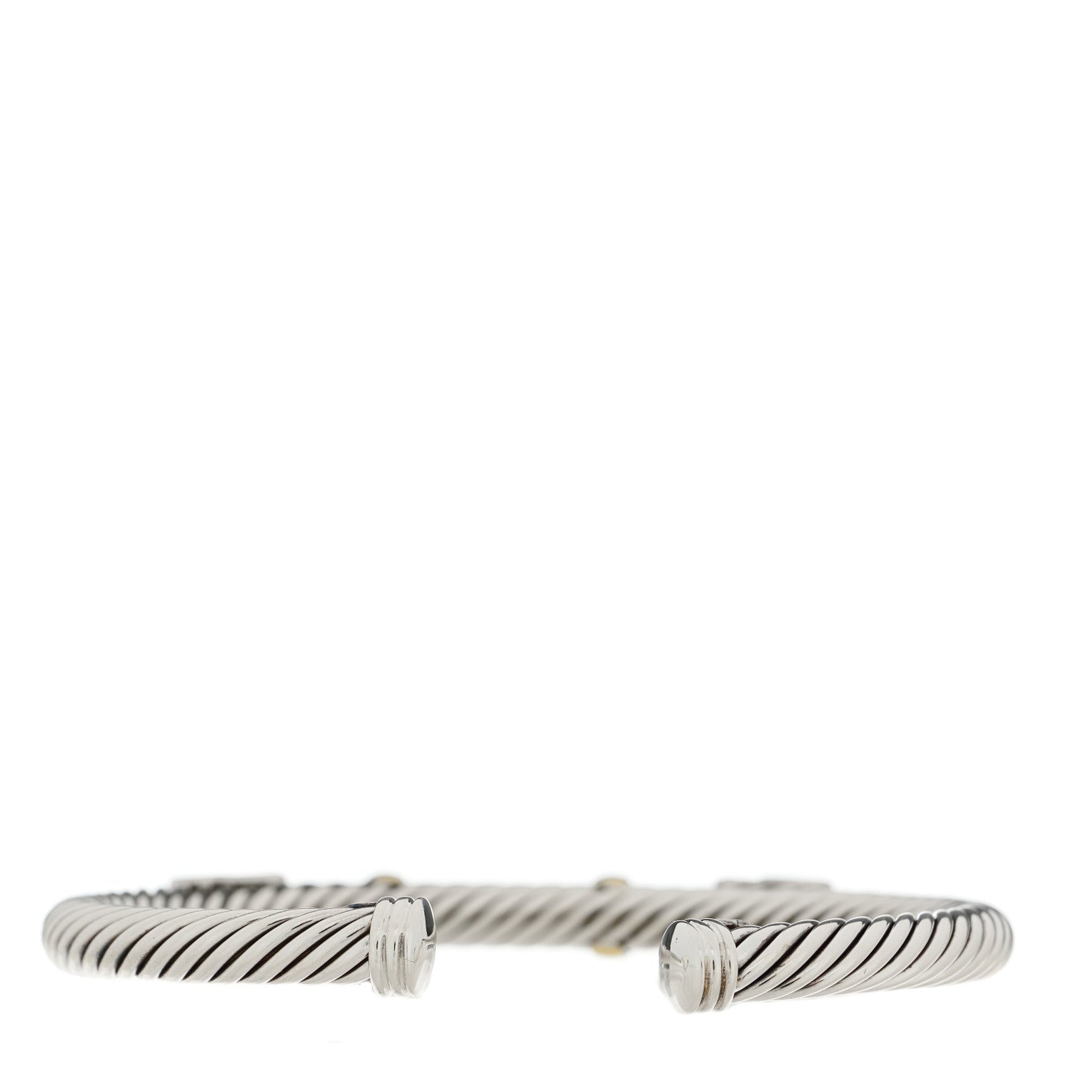 David Yurman Sterling Silver 14K Yellow Gold Citrine Pink Tourmaline 5mm Cable Renaissance Cuff Bracelet 3 of 3