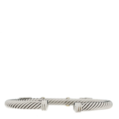David Yurman Sterling Silver 14K Yellow Gold Citrine Pink Tourmaline 5mm Cable Renaissance Cuff Bracelet 3 of 3