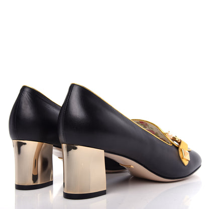 Gucci Malaga Kid Nappa GG Supreme Monogram Tiger Head Mid Heel Loafer Pumps 40.5 Black Oro Vecchio Beige 4 of 12