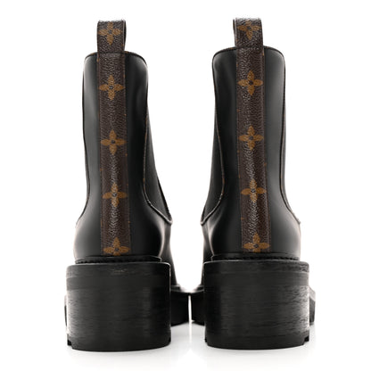 Louis Vuitton Calfskin Monogram Beaubourg Ankle Boots 38 Black 5 of 14