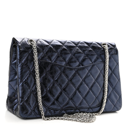 Chanel Metallic Aged Calfskin Quilted 2.55 Reissue 227 Flap Dark Navy Blue 3 of 10