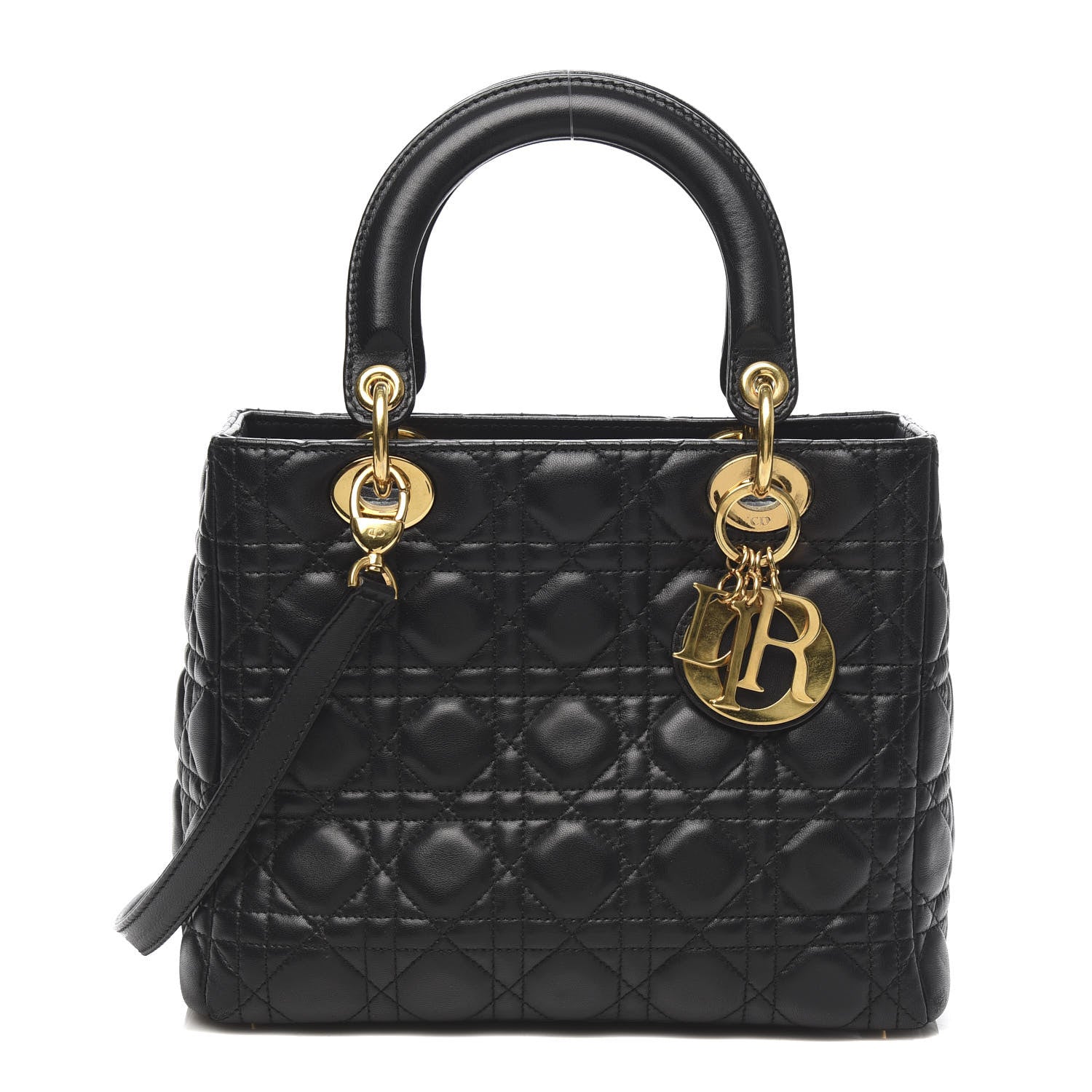 Christian Dior Lambskin Cannage Medium Lady Dior Black 1 of 9