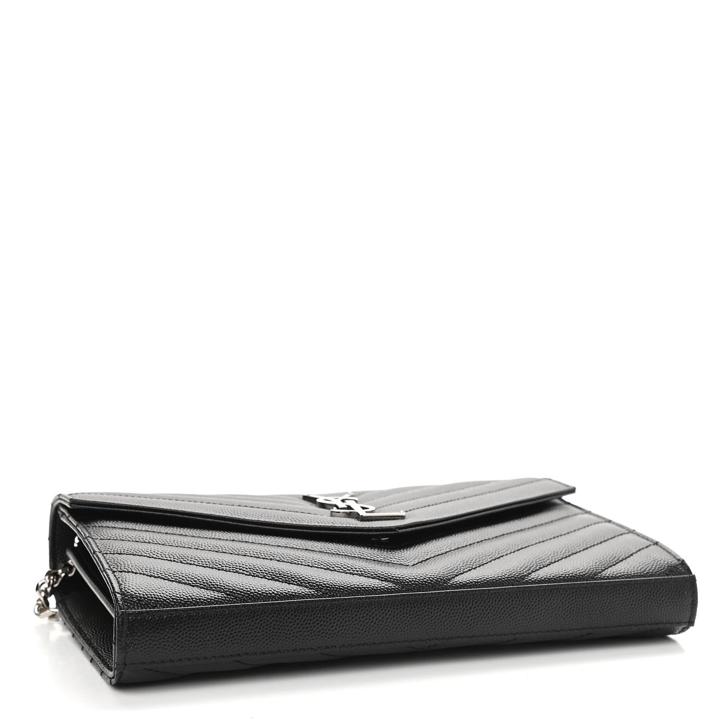 Grain De Poudre Matelasse Chevron Monogram Chain Wallet Black