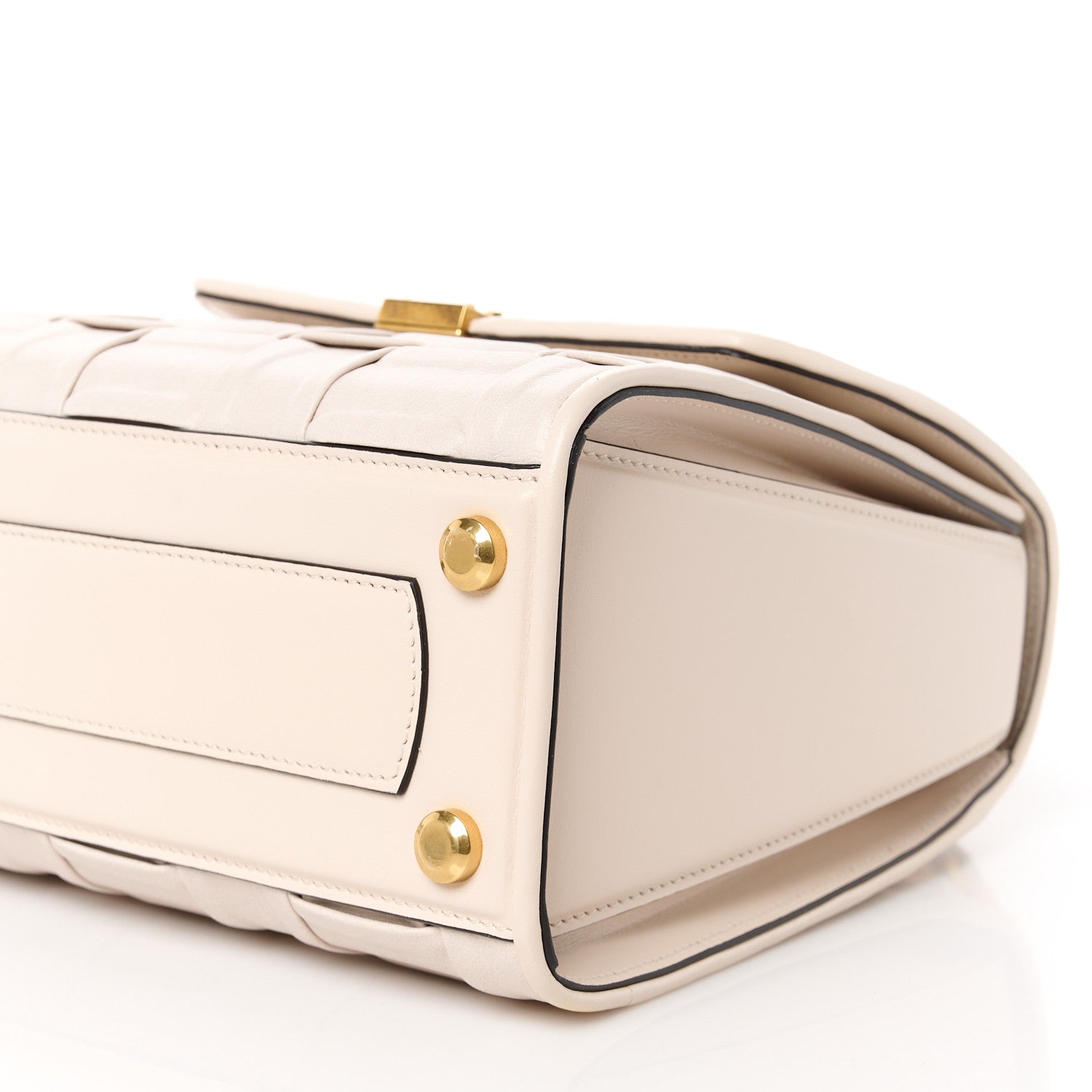 Salvatore Ferragamo Lambskin Woven Small Boxyz Bone 10 of 10