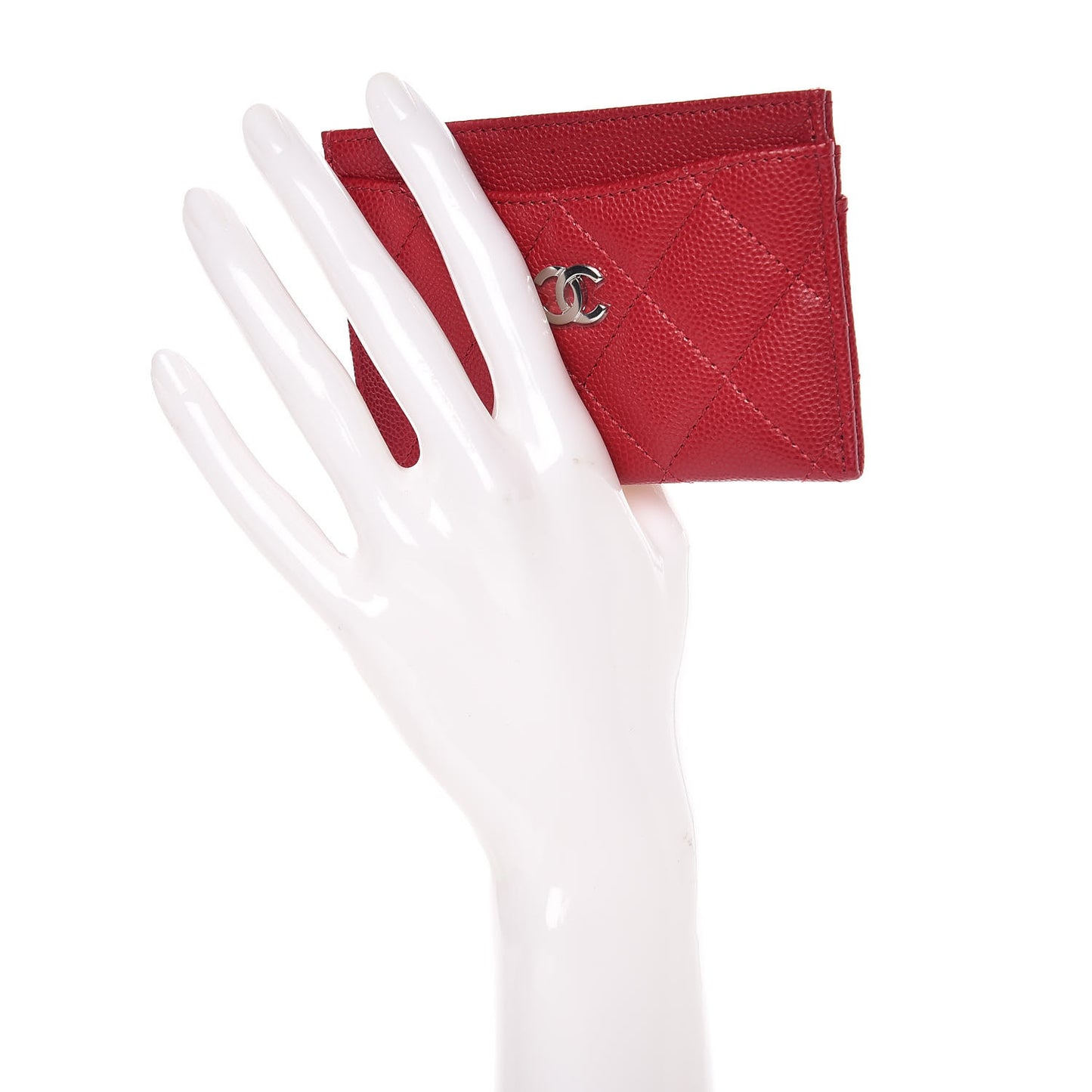 Caviar Quilted Card Holder Dark Pink