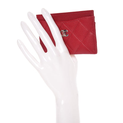 Chanel Caviar Quilted Card Holder Dark Pink 2 of 9