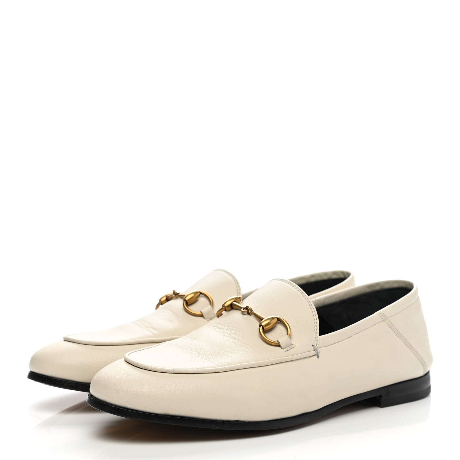 Gucci Lambskin Womens Brixton Horsebit Loafers 35.5 Mystic White 3 of 12