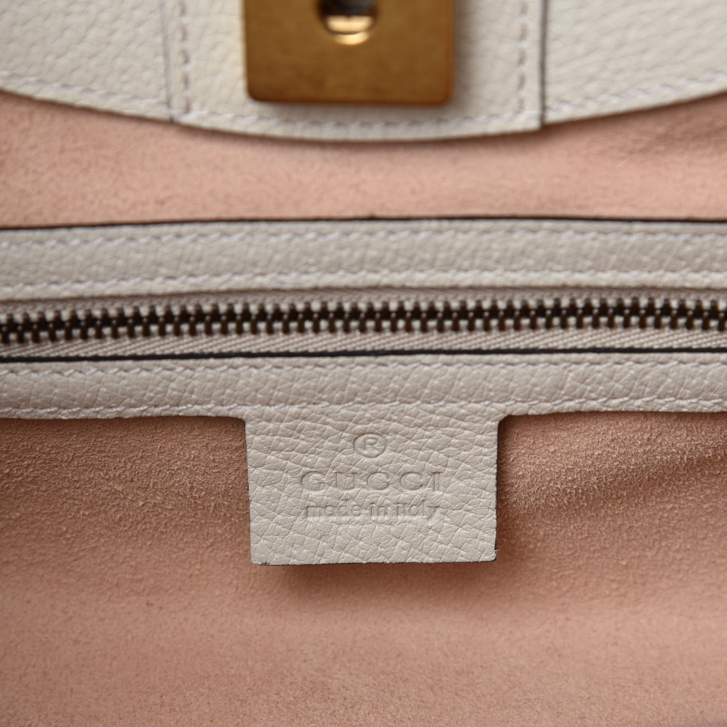 Grained Calfskin Web Stripe Butterfly Medium Totem Top Handle Bag White