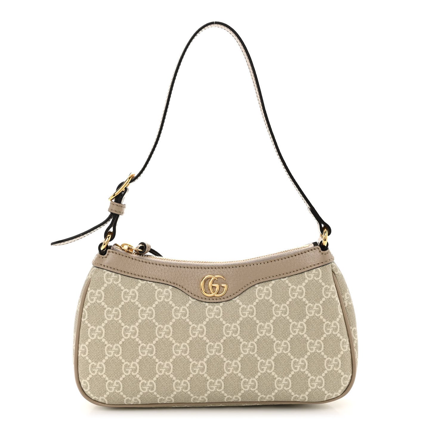 GG Supreme Monogram Textured Dollar Calfskin Small Ophidia Hobo Beige Mystic White Oatmeal