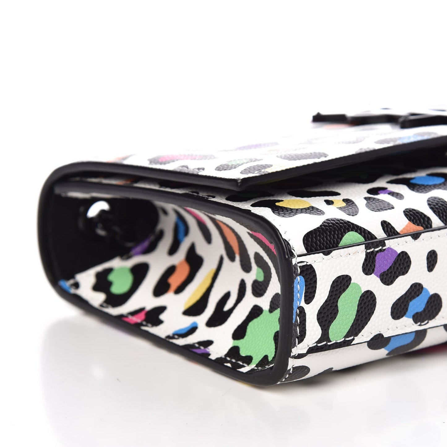 Grain De Poudre Small Classic Monogram Multicolor Leopard Print Kate Satchel White