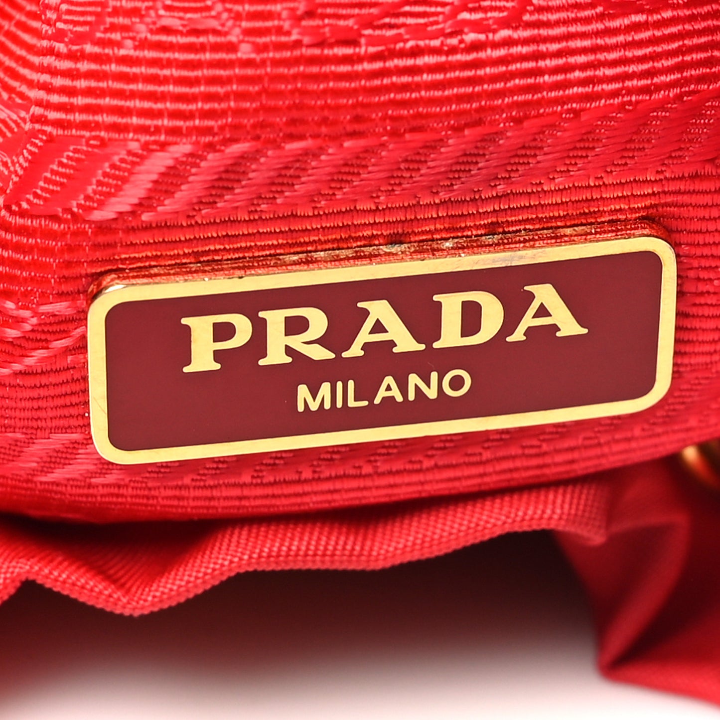 Saffiano Tessuto Nylon Mini Bucket Crossbody Bag Rosso