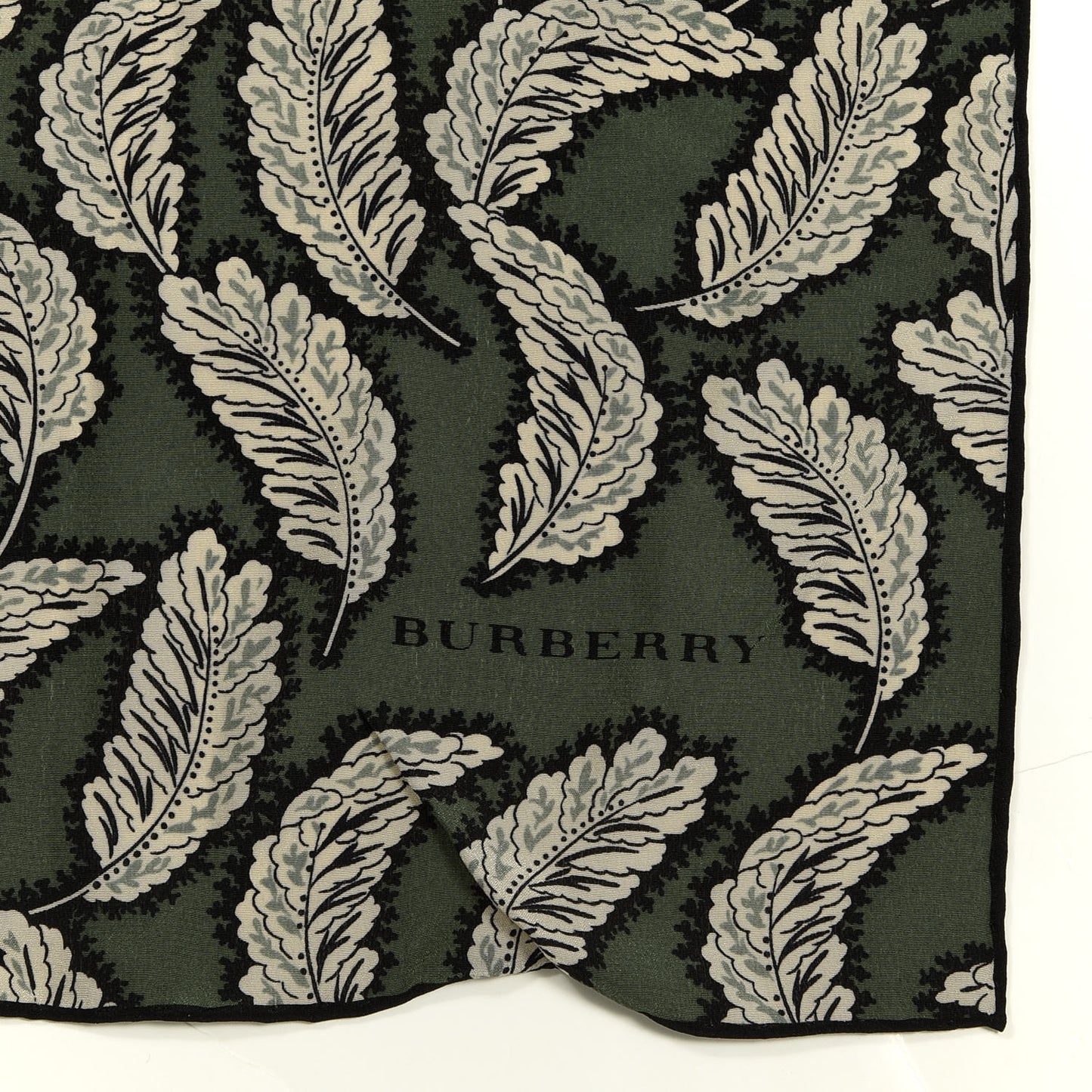 Silk Leaf Print Scarf Dusty Green