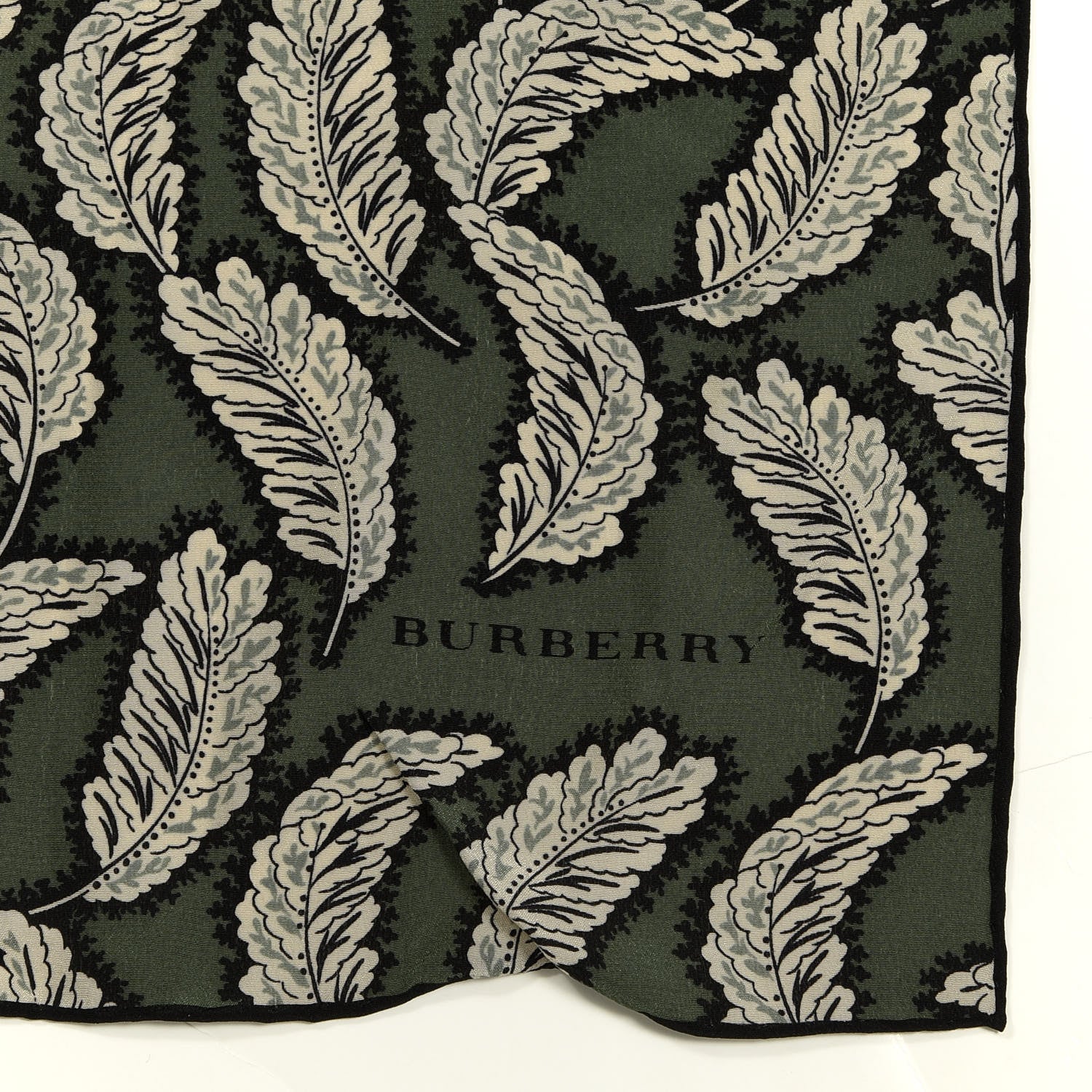 Burberry Silk Leaf Print Scarf Dusty Green 3 of 5