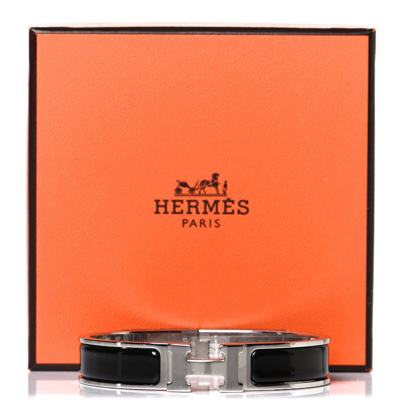 Enamel Narrow Clic Clac H Bracelet GM Black