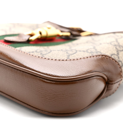 Gucci GG Supreme Monogram Azalea Calfskin Web Mini Jackie 1961 Hobo Beige Ebony Brown Sugar 10 of 11