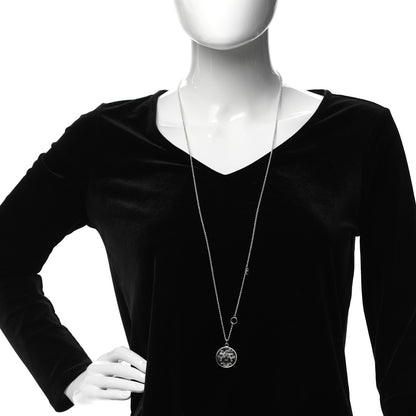 Hermes Sterling Silver 18K Rose Gold GM Ex-Libris Long Pendant Necklace 2 of 6