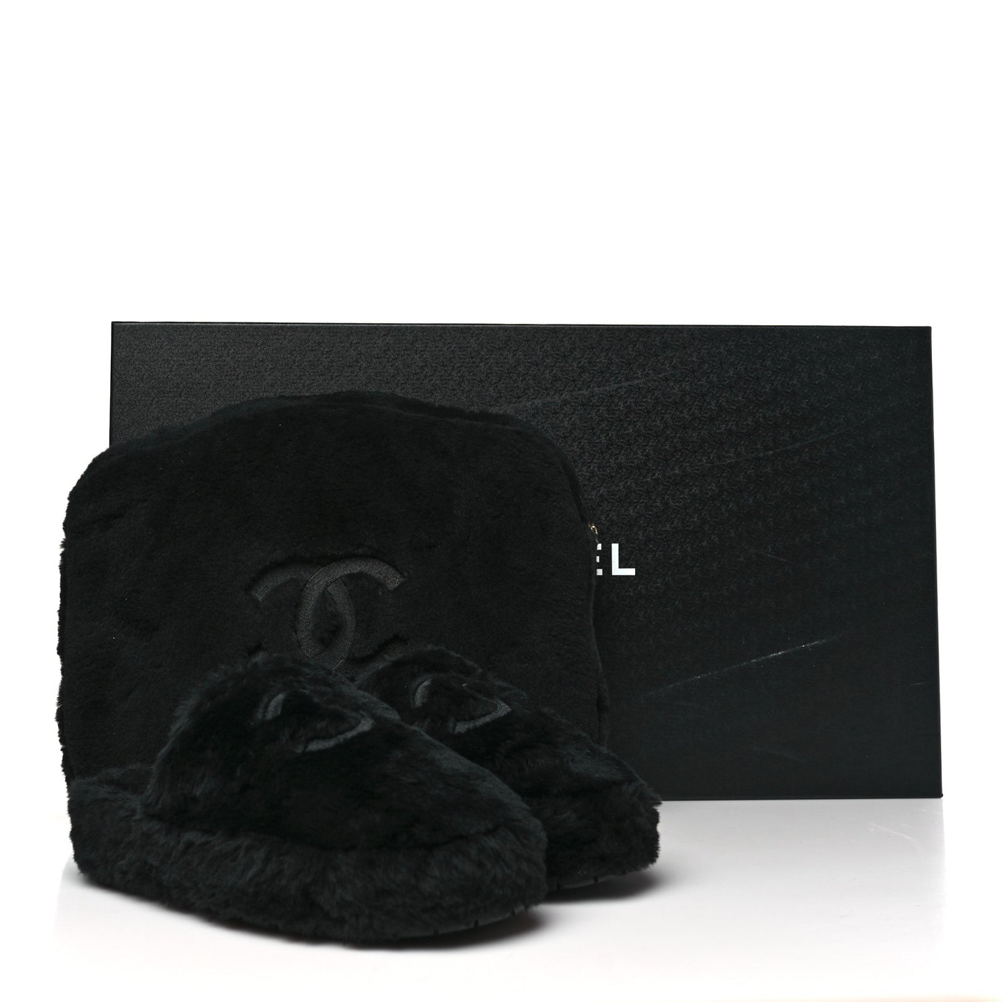 Shearling CC Flat Mules 37 Black
