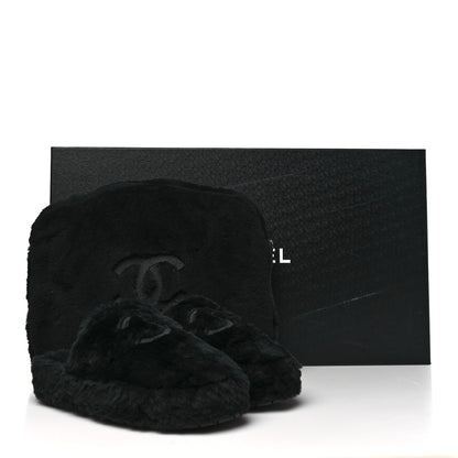 Chanel Shearling CC Flat Mules 37 Black 18 of 18