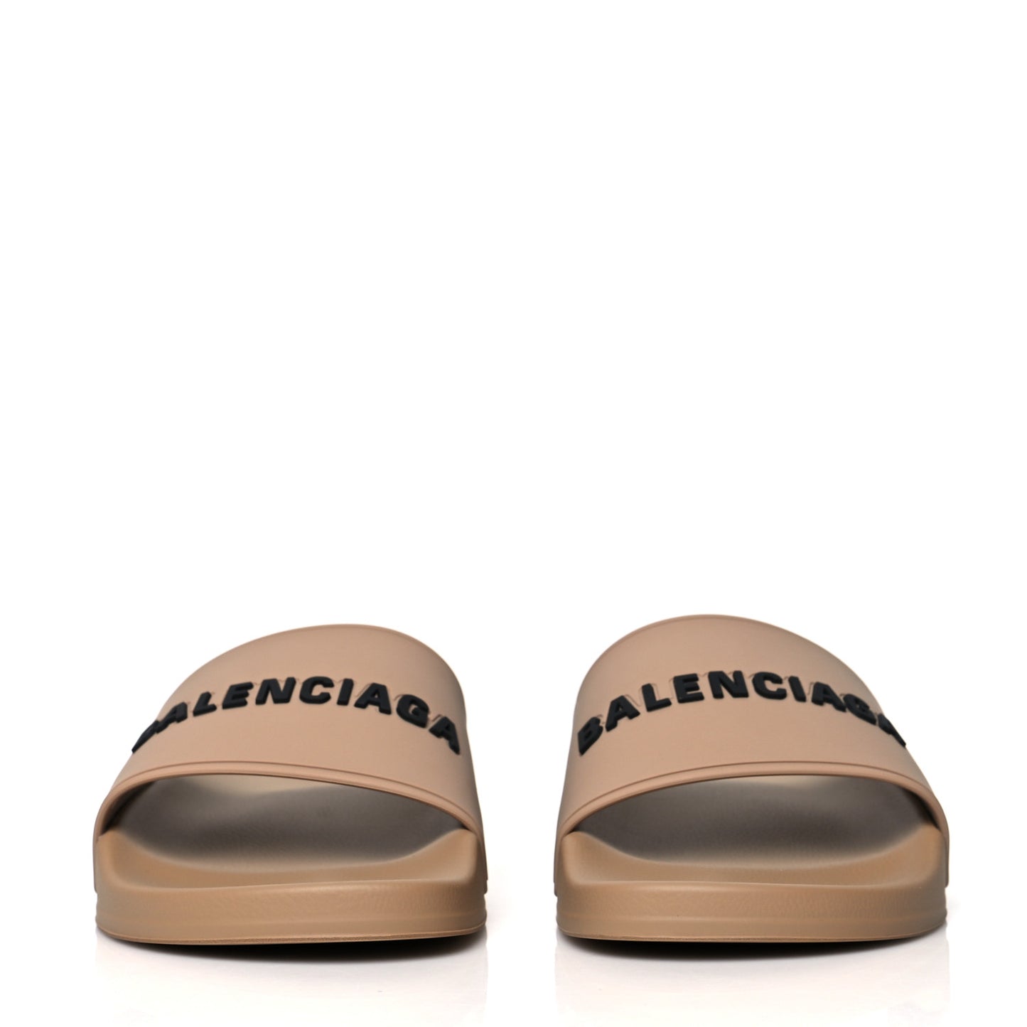 Rubber Logo Mens Pool Slide Sandals 39 Beige Black