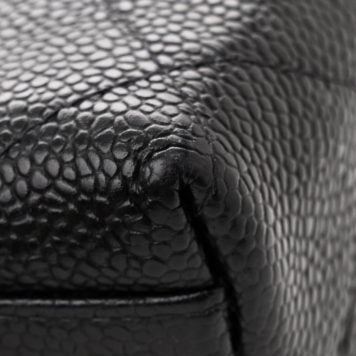 Caviar Quilted Small Shopping Tote Black