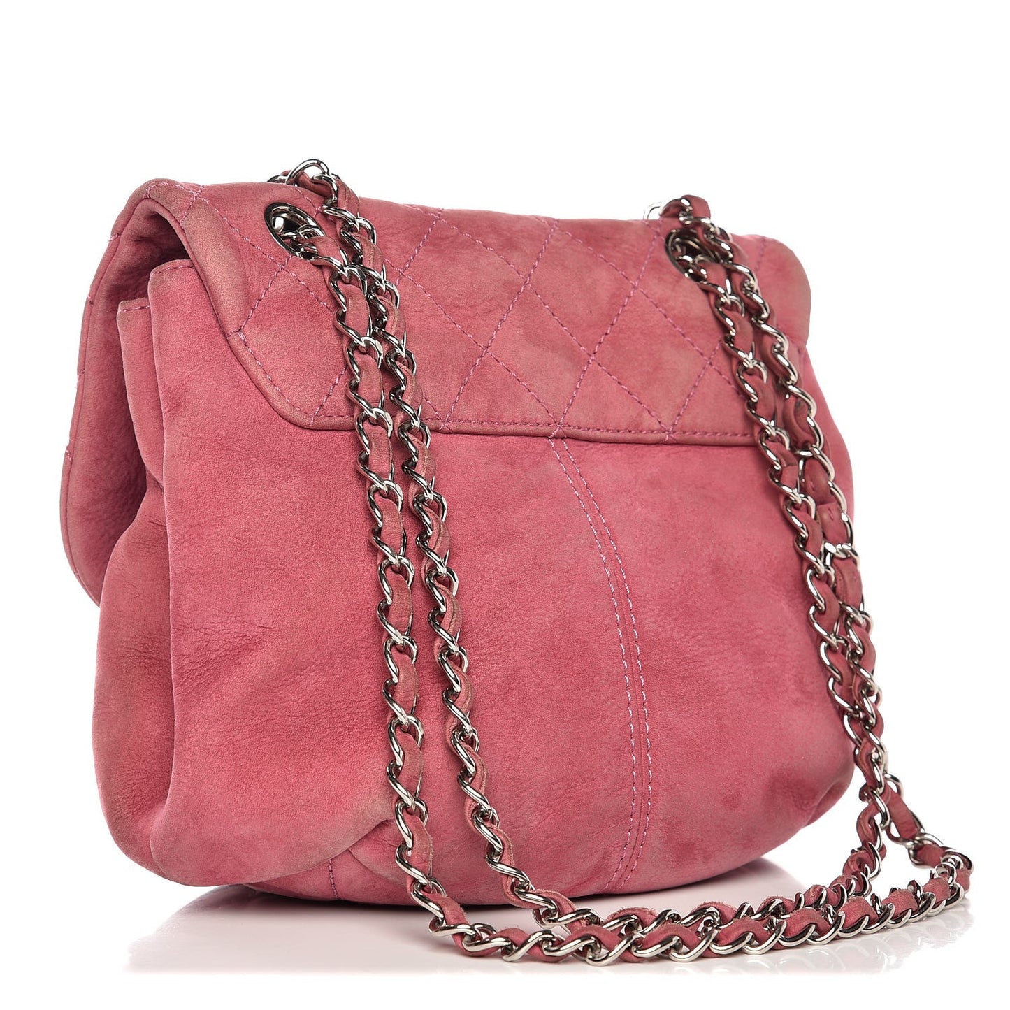 Suede Quilted Mini Trianon Messenger Flap Pink